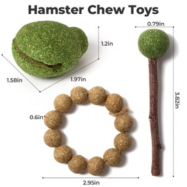 mini&moe Hamster Chew Toys for Teeth – Guinea Pig Chew & Treats Natural Edible Apple Wood Sticks Improve Dental Health Hamster Enrichment Toys for Rabbit, Bunny, Chinchilla, Gerbils, Rat