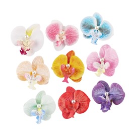 Dickly 9x Colorful Orchid Hair Clip, Butterfly Orchid Hair Barrettes, Tropical Orchid Hair Clips for Stage Performance Celebration
