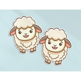 2 x 10cm Sheep Vinyl Stickers - Lamb Farm Animal Kawaii Eyes Characters Kids Cartoon Cute Girls Boys Scrapbook Sticker #81995