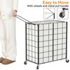 WOWLIVE Double Laundry Hamper with Wheels,Metal Wire Frame Rolling Laundry