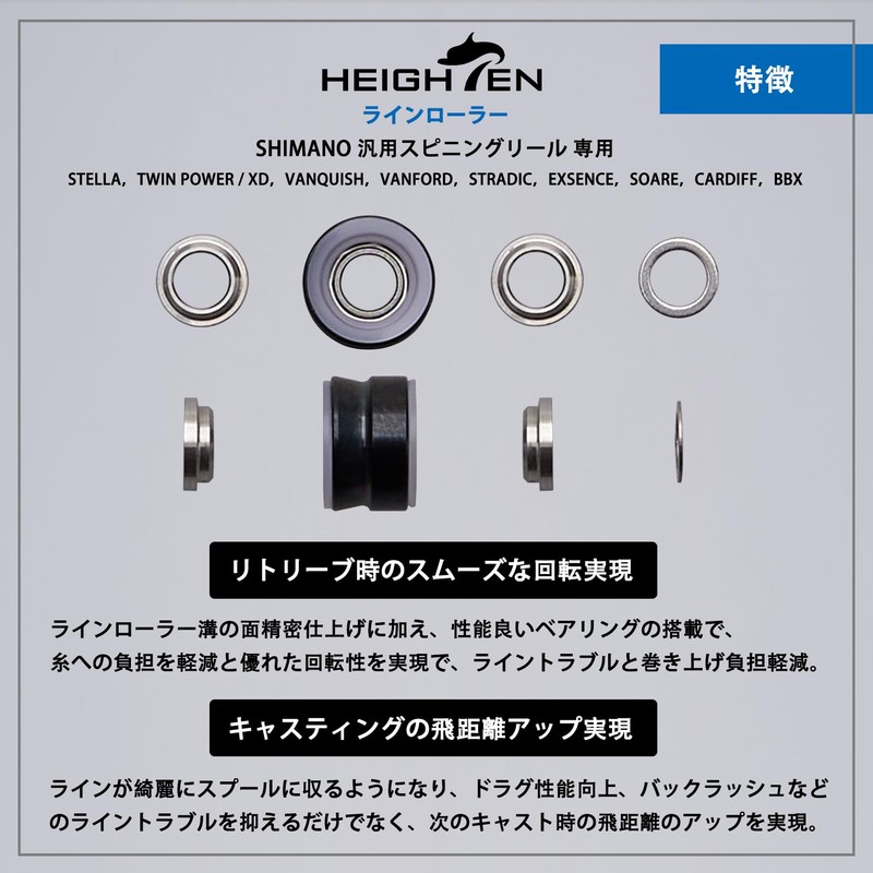 HEIGHTEN V2.0 Titanium Line Roller, Shimano Spinning Reel, High Rotation,