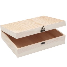 VIKOS Products VIKOS Products Unfinished Wooden Box with Hinged Lid for Crafts DIY Storage Jewelry Pine Box - 12" x 9" x 3.35"
