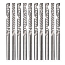 Bestgle 10pcs Tungsten Carbide End Mill Cutter, 1/8" Shank Single Flute Spiral Bit Edged Milling Cutter CNC Rotary Bits Set (3.175 x 22mm)