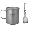 750ml Titanium Cup with Folding Spoon, Ultralight Camping Pot Cookset
