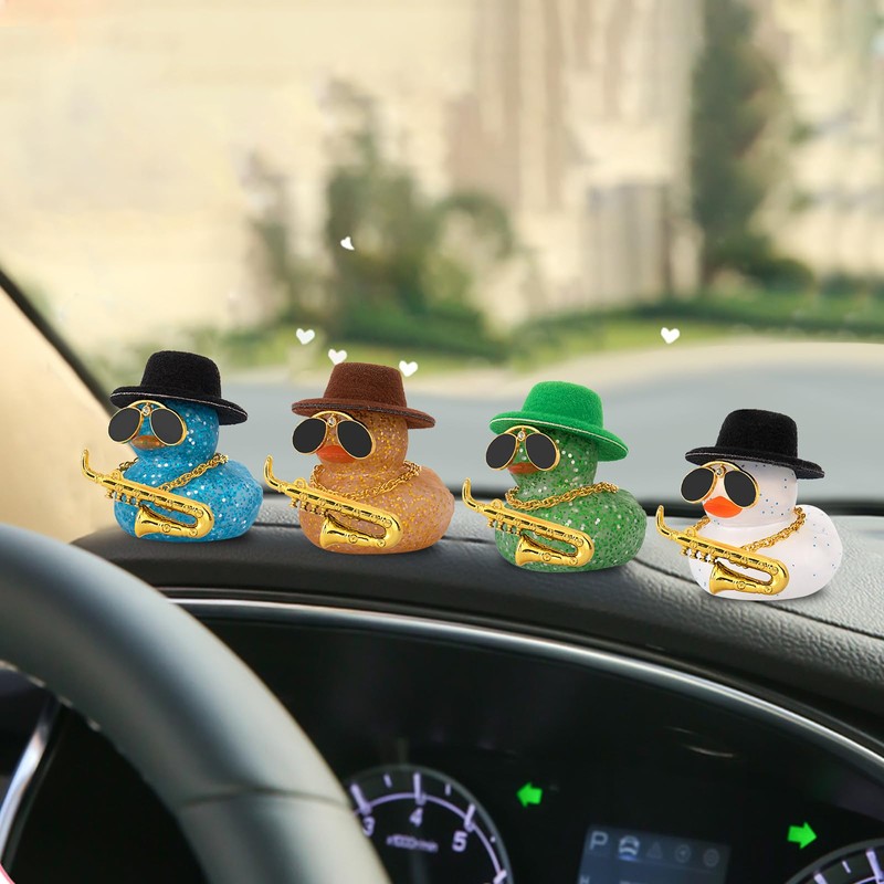 wonuu Car Dashboard Ducks, Saxophone Decor Rubber Duck Car Ornaments