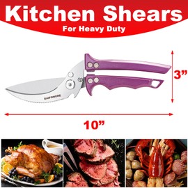 Poultry Shears Heavy Duty,Kitchen Shears for food Heavy Duty,Kitchen Scissors All Purpose,Chicken Shears,Fish,Meat,Easily Separable for Thorough Cleaning,Dishwasher Safe (Purple)