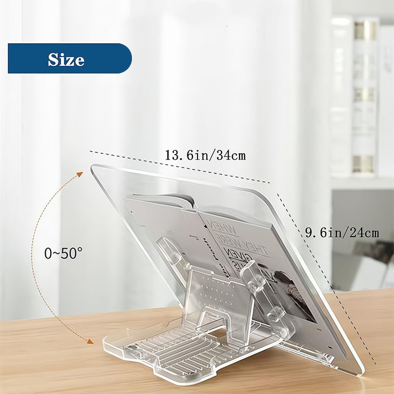 Acrylic Book Stand for Reading,Portable Book Page Holder,Adjustable Display Stands
