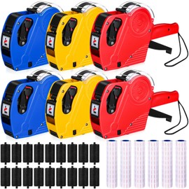 Dunzoom 6 Pack 8 Digits Price Gun for Retail, Pricing Tag Gun Kit with 24000 Labels and 18 Ink Refill, Price Gun with Labels for Supermarket Office Shop Grocery Store Organization Marking