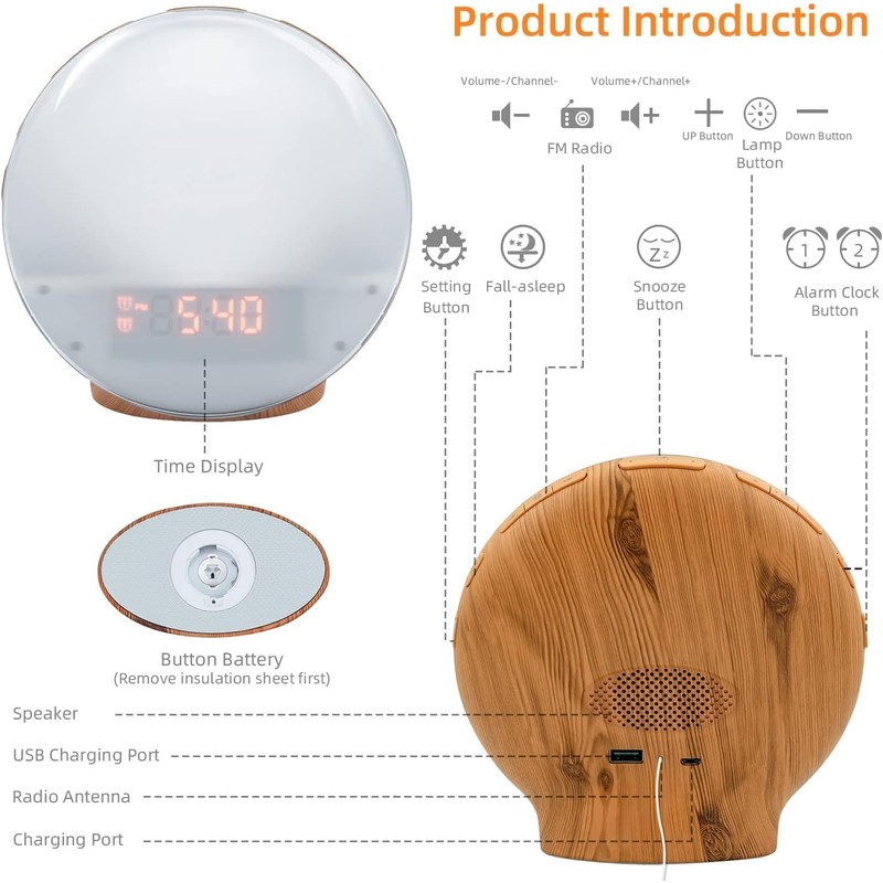 Alarm Clock, Light, Wake Up Light, Sunrise & Sunset Reproduction,