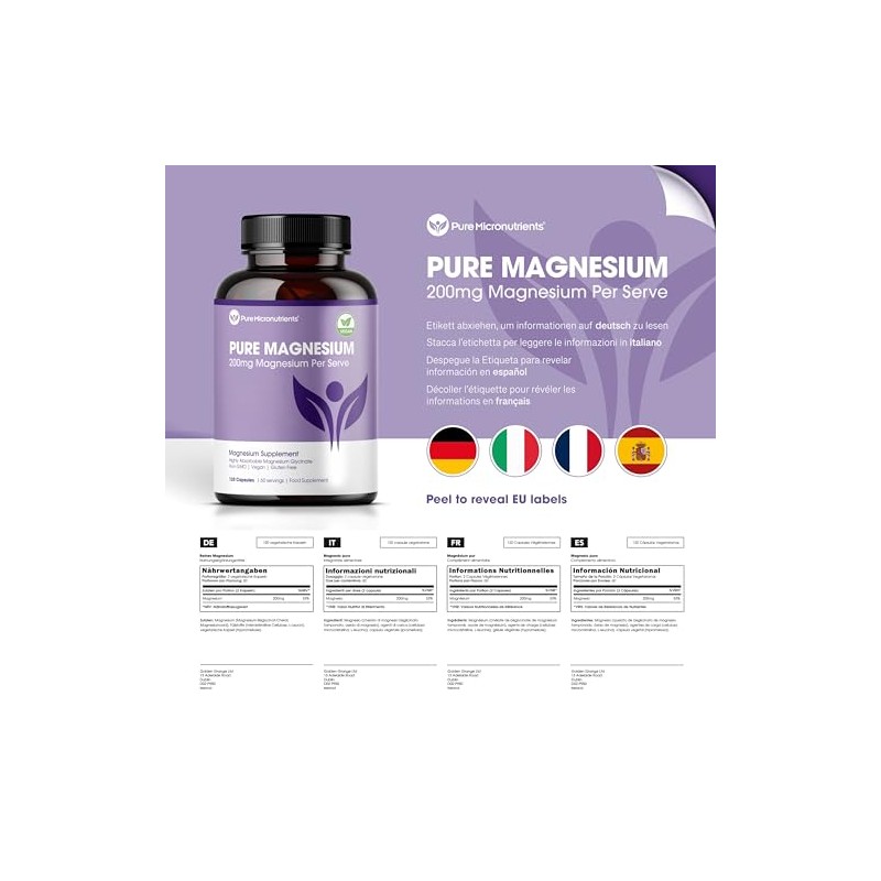 PM Magnesium Glycinate – 200mg Elemental Magnesium per Serving, 120