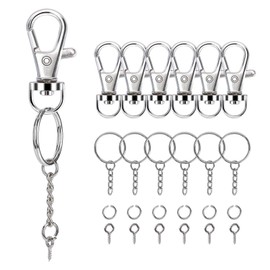 160PCS Keychain Making kit - 40PCS Swivel Lobster Clasp, 40PCS Key Rings with Chain, 40pcs Jump Rings and 40pcs Screw Eye Pins for Keychain Lanyard, Crafts and Jewelry Making