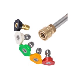 Laranvi 5 Pack Pressure Washer Nozzle Tips Multiple Degrees, 1/4 INCH (2.5 GPM), Power Washer Nozzle Tips, Pressure Washing Tips Set, Pressure Washer Head Rated Up to 4500 PSI Power Washer Tips.