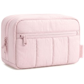 Noozion Makeup Bag Travel Toiletry Bag, Puffy Padded Cosmetic Bag for Women, Makeup Organizer Case, Wide-open Pouch Purse, Travel Essentials