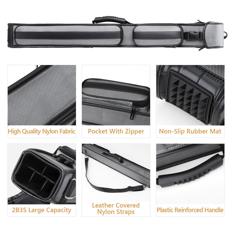 elraxw 2X3 Pool Cue Hard Case, Nylon Pool Stick Case