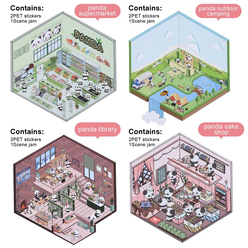 Mayoii 8 Sets DIY 3D House Stickers,Fun DIY Stickers Scene