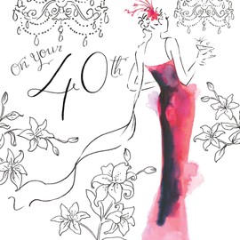 Twizler 40th Birthday Card For Women Crystal Finish – Unique Watercolor – 40 Year Old Girl – Age 40 Birthday Cards – Luxury Birthday Cards Women – Happy 40th Birthday Card - Female Birthday Card 40th