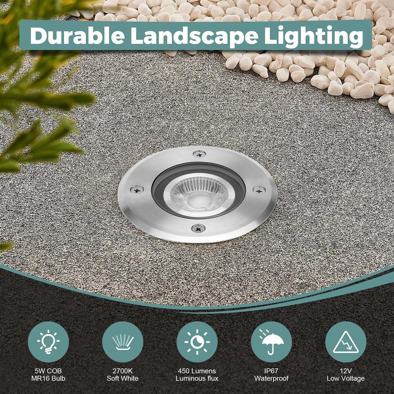 Gardencoin Low Voltage Landscape LED Well Lights, 12V in Ground