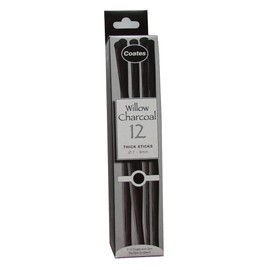 Global Art Materials Coates Artist Willow - Carbón Vegetal, Negro, Gruesa, 1