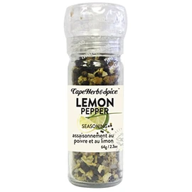 Cape Herb & Spice - Table Top Grinder - Lemon Pepper Seasoning, No MSG, no artificial flavouring, Non-GMO, Halal, Vegan, 64g