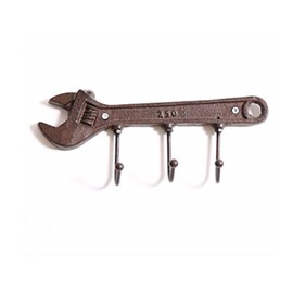realideas WRENCH Spanner Shape Vintage Key Rack Holder Hooks Cast Iron Decorative Wall Mounted Man Cave Garage Tool Holder Coat Hat Hooks Rack Hanger