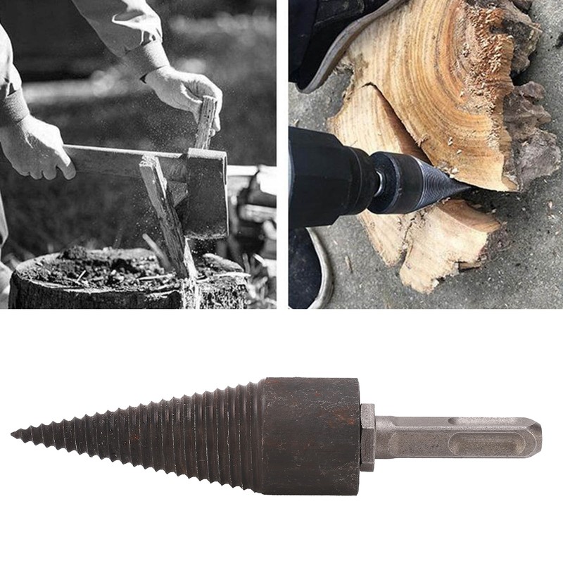 Wood Cone Punch Firewood Separation Detachable Round Shank Thread Drill