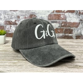 Hepandy Embroidered Gigi Hat for Women, Gift for Mother Mom, Washed Black Embroidery Distressed Ponytail Hat Baseball Cap
