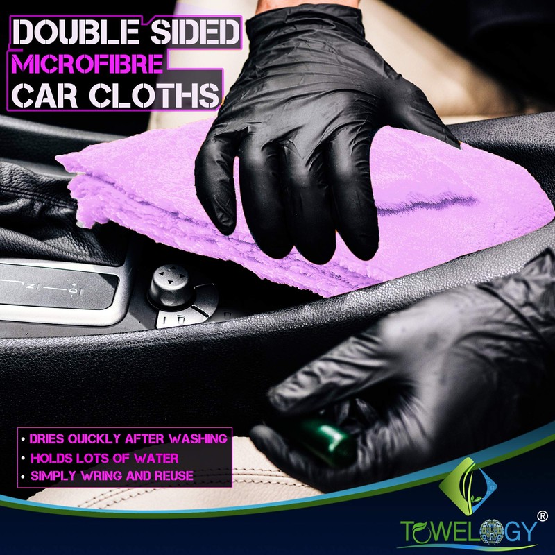 Towelogy® 520gsm Professional Microfibre Edgeless Car Cloths QUICK DRY for