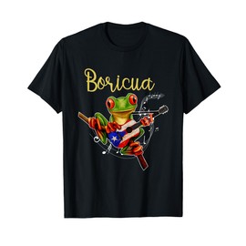Puerto Rico Coqui Frog Playing Guitar Puerto Rican Boricua T-Shirt