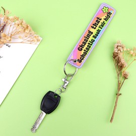 BKBKAAK Rainbow Quote Woven Keychain Set (2-Packs) - Durable Polyester Tags Aesthetic Accessories for Women, Girls, Kids, Traveler, Cute Key Tag for Motorcycles, Keys, Cars