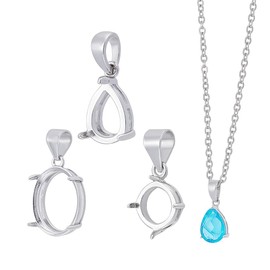 nbeads 3 Stück 3 Stile 925 Sterlingsilber Anhänger, Anschlussfassungen Anhänger Rohling Anhänger Tablett Schnellverschluss-Sockel Für Herstellung von Schmuckkettenanhängern, 4.5x5x3.4mm