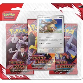 Pokémon - Trading Card Game: 3 Pack Blister Crimson & Purple - Eternal Rivals: Kangama (3 Booster Packs & 1 Holographic Promo Card)