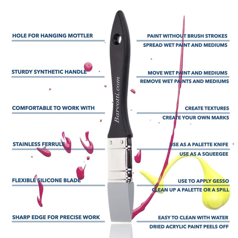 Barvotti Silicone Color Shaper Brush (Mottler) - a Flat Sharp-Edged