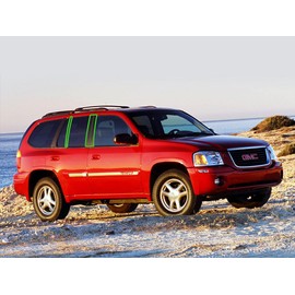 Rvinyl Pillar Post Window Trim Compatible with GMC Envoy 2002-2009 - Gloss (Black)