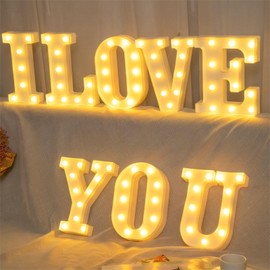 GPUSFAK Love Marquee Light Up Letters - LED Letter Number Light Light Sign Decoration for Birthday Home Table Decor White