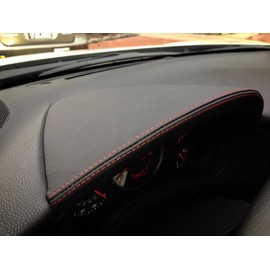 RedlineGoods Gauge Hood Cover Compatible with Scion FR-S 2012-16. Tailor Made - not Universal. Genuine top-Grade Italian Black Perforated Leather with Red Thread