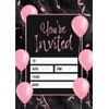 Kirsten McMillan 32 Black Pink Balloons Party Invites - Party