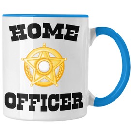 Trendation - Home Office Geschenk Tasse Kaffeetasse Homeoffice Zubehör Gadget Geschenke Männer Frauen Lustig Home Officer (Blau)