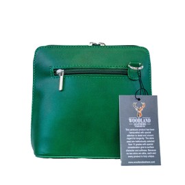 Small Vera Pelle Handbag Genuine Leather Cross Body Bag for Women Italian Mini Shoulder Bag Highquality Strap (Green)