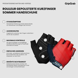GripGrab Rouleur Einsteiger Kurzfinger Sommer Fahrradhandschuhe Gepolsterte Fingerlose Radsport Handschuhe Ausziehhilfe