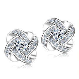 Sale Clearance Earrings Women’s 925 Sterling Silver Stud Cubic Zirconia Ear Studs One Pair Cubic Zirconia Earrings Gifts for Mother's Day Gift Box IGLondon UK