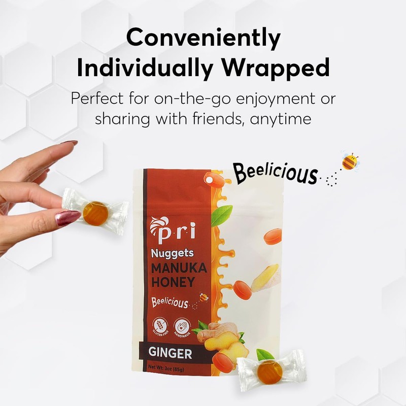 P.R.I Manuka Honey & Ginger Nuggets, Sweet and All Natural