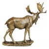 Realistic Large Bull Moose Statue In Gold Patina 11" W