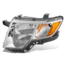 DNA MOTORING Headlight Assembly Compatible With Ford Edge 2007-2010, Halogen, Chrome Housing, Driver Side (Left), OEM-HL-0257-L