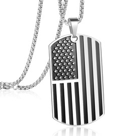 ADoor American Flag Shield Pendant Necklace for Boy Women Men 24" Chain
