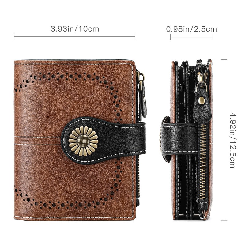 SENDEFN Small Womens Wallet Leather Bifold Card Holder RFID Blocking