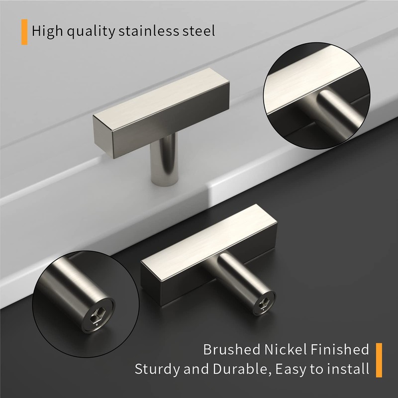 Amerdeco Pack of 10 Furniture Knobs, Stainless Steel Cabinet Knobs,