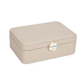 SOFIS Lockable jewelry box, double-layer jewelry storage box, jewelry storage box, jewelry storage，Store large and small jewelry hair accessories, modern style. (Buff)