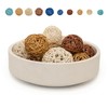 VELOVA Large White Concrete Decorative Bowl with 24 Decorative Balls,