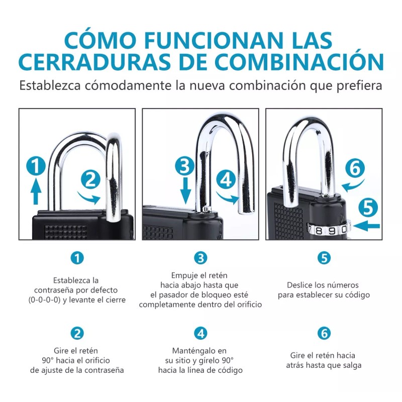 BSOON Candado De Combinación De 3 Piezas Con Seguridad De