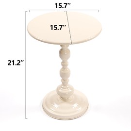 mr.waiba Vintage Metal Side Table French Cream Round Side Table Nightstand Small Drink Table Suitable for Bedside or Sofa Decorative Side Table, Decorating Small Space Living Room, Bedroom